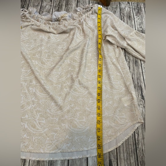 Michael Kors white and gold paisley print top on or off shoulder size xl - Picture 7 of 11